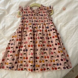 Pink Chicken Pink Cherry Smocked Cotton Dress